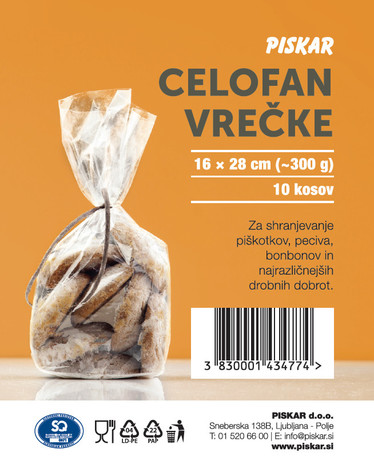 Celofanske vrečke 16 x 28 - 10 kos