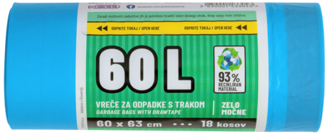 Vrečke za odpadke s trakom 60 L - 18 kos